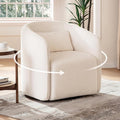 Oversized Boucle Swivel Accent Chair with 82L Hidden Storage 360° Swivel Barrel Chair for Living Room Small Space Bedroom Nursery Modern Comfy Cloud Armchair Single Sofa Cream White Sherpa&ampT