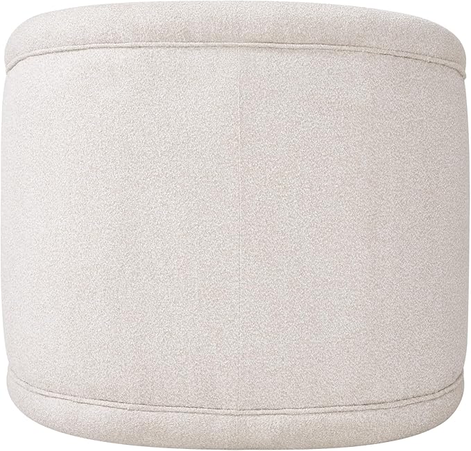 Scott Living Sabbo Beige Bouclé Swivel Chair with Walnut-Finished Solid Wood Base Comfy Swivel Accent Chair Upholstered Lounge Sofa Chair for Living Room/Bedroom Beige + Walnut