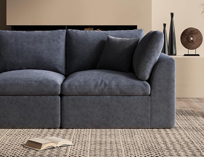 Oversized Cloud Sectional Couches for Living Room Boneless U Shaped Couch with Ottoman 4 Seater Modular Sectional Sofa Dark Grey