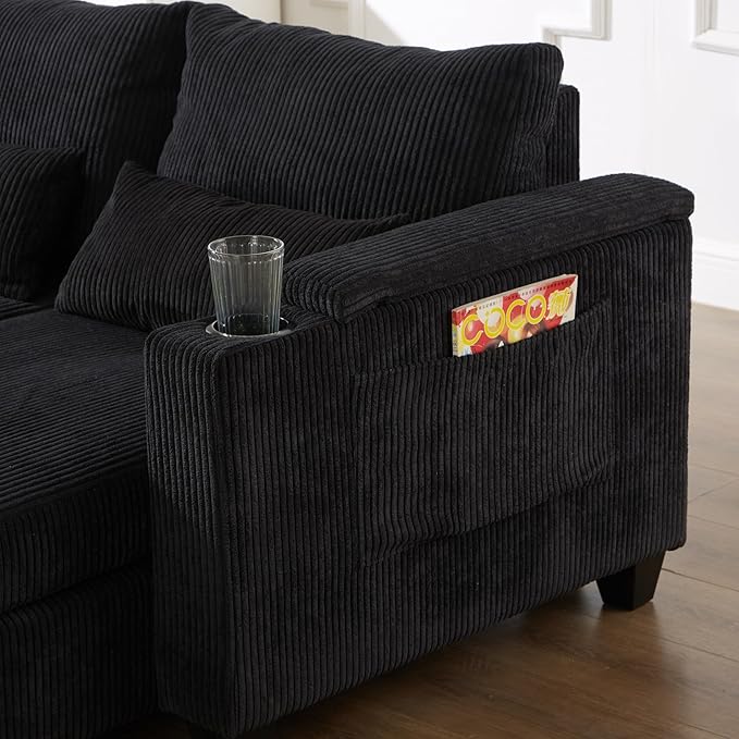 37.4 Versatile Chair Lounge Sleeper Daybed 2-in-1 Flexible Deep Seat Sofa Chair Convertible Recliner Chaise Lounge W/ Storage ArmsUSB PortsCupholdersPhone Holder Pockets for Living Room Bedroom