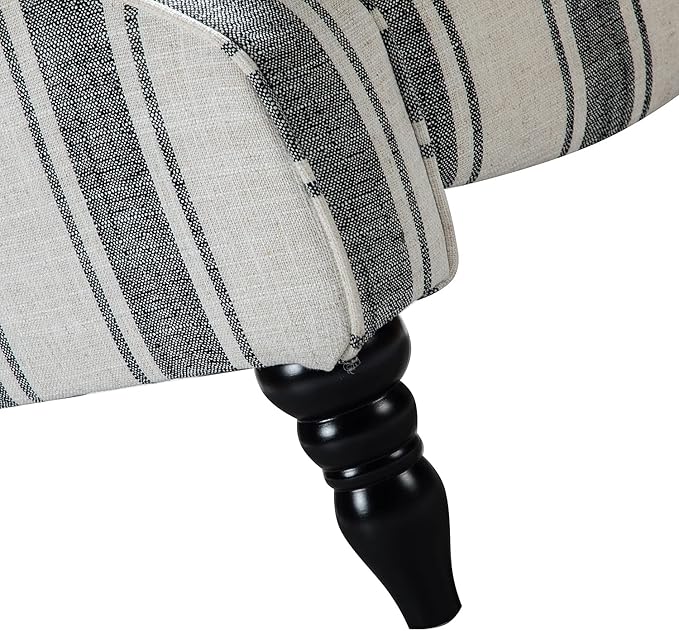 HULALA HOME Upholstered Wingback Recliner Chair Small Adjustable Footrest Push Back Single Reclining Sofa Mid Century Modern Lounge Armchair for Living Room Bedroom Reading/Stripe Black