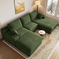 107 Cloud Modular Sectional Sofa with 1 Ottoman Deep Seat Boneless Couch Modern Upholstered Corduroy Couches Comfort U Shaped Sofa for Living Room No Assembly Required(GreenRight Facing Chaise)