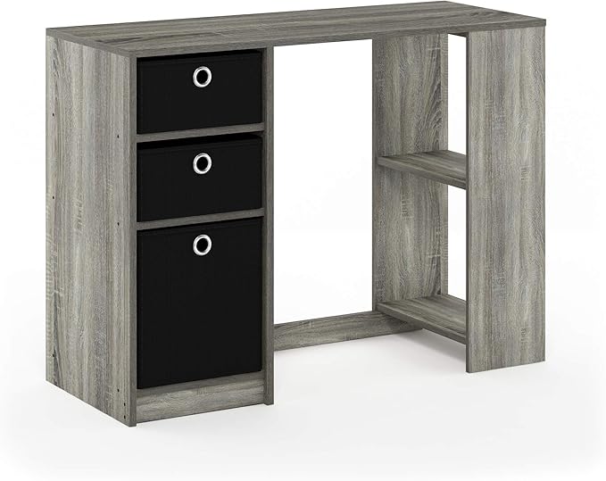 Furinno Jaya Modern Computer Study Desk Small French Oak Grey/Black
