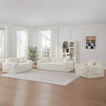 Boneless Sectional Sofa 3 Piece Set with Cup Holders &amp Side Pockets Modern Corduroy Fabric Deep Seat Cloud Couch Living Room Office No Assembly (White)