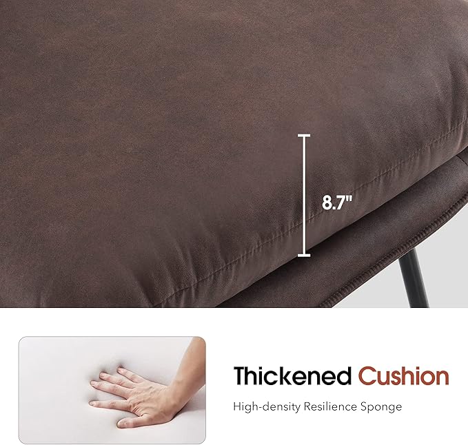 MCombo Modern Accent Chair with Ottoman Leathaire Fabric Armless Chair Upholstered Leisure Chairs for Small Space Living Room &amp Bedroom LW951 (Dark Brown)