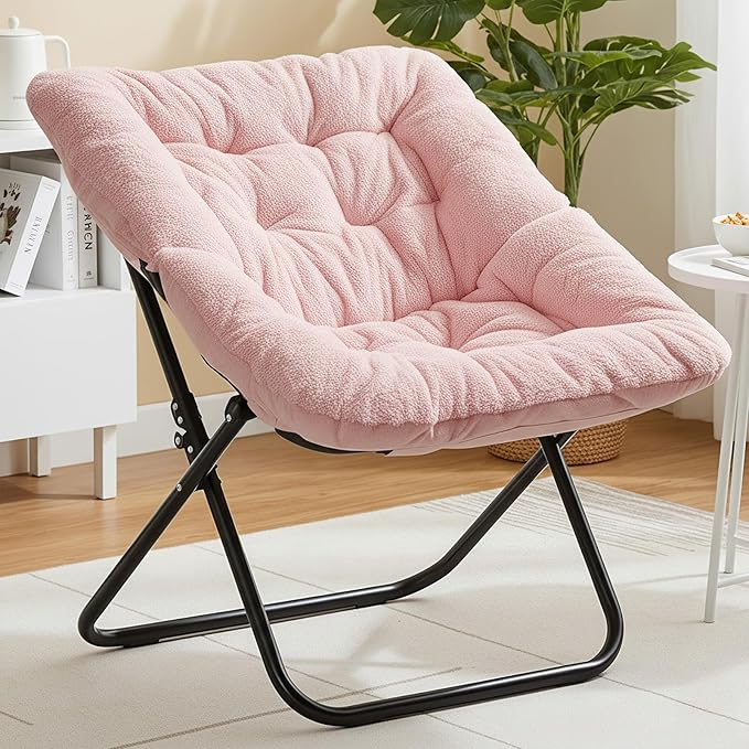 Sweetcrispy Comfy Chair for Adults Foldable Living Room Chair Soft Faux Fur Lounge for Bedroom Dorm Rooms Comfortable Reading Chair for Teens X-Large