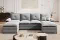 110 Sectional Couches for Living RoomU Shaped Big Sofa Couch with Double ChaiseModern 4 Seat Modular Sofa Couches with Thick Cushion &amp Soft BackrestNew Grey