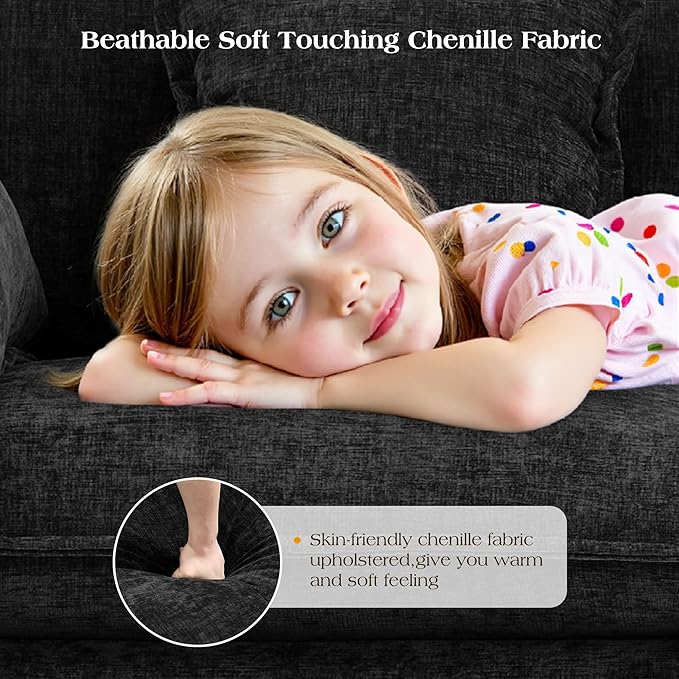 77.6 Modular Sectional SofaLoveseat Couch for Living Room Modern Deep Seat Sofa 2 Seater Chenille Fabric Comfy Cloud Couches with Throw Pillows &amp Ottoman for ApartmentSmall Spaces