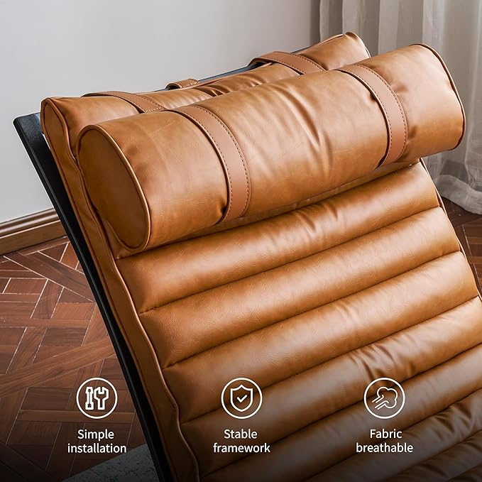 Leather Upholstered Armless Chair Modern Design Luxury Lounge Chair (Brown)
