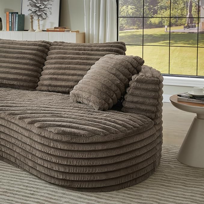 121 Modular Sectional Sofa Oversized Cloud Couch with Deep Seat L Shaped Sofa with Left Chaise Corduroy Boneless Sleeper Sofa Couch No Assembly Needed for Living Room Apartment Brown