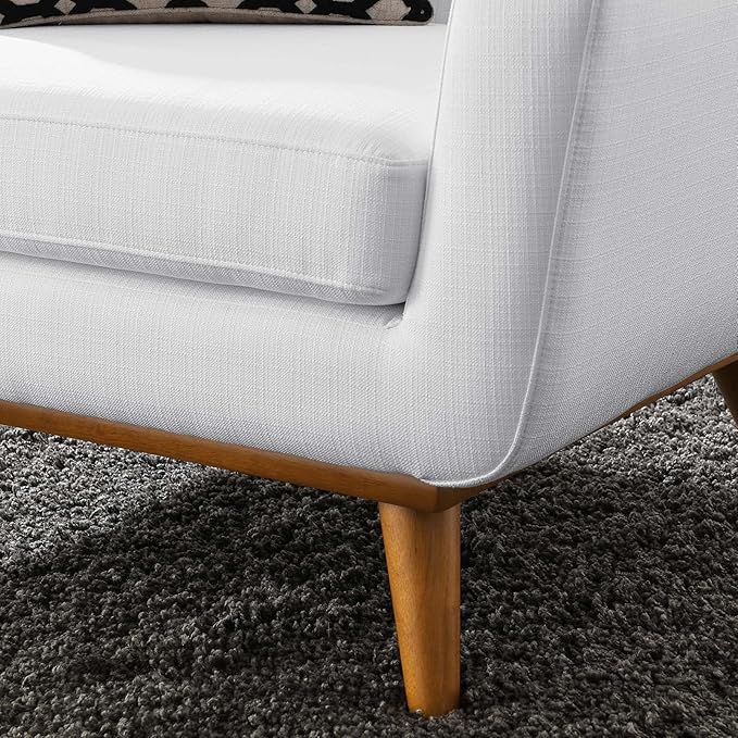 Modway Engage Mid-Century Modern Upholstered Fabric Armchair in White