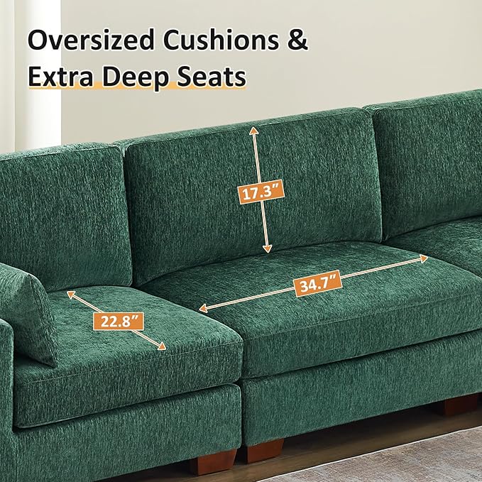 VANOMi Large Modular Sectional Sofa Oversized Couch with Charging Station Cloud Couch Deep Seat Sofa with Thick Cushion Convertible Sectional Couches for Living Room Office Apartment