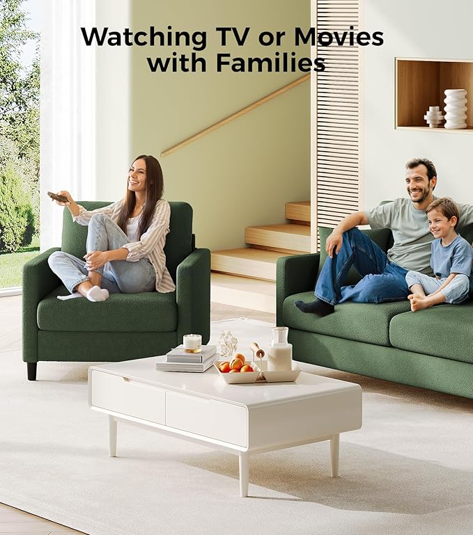Sofa Reading Chair33 Accent Chair for Bedroom Tool-Free Setup Living Room Accent Chairs Comfy Arm Chairs Living Room All-Wood Reading Nook Green