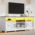 DWVO TV Stand for up to 65 Inch TV Entertainment Center with Storage TV Cabinet with Power Outlet &amp LED Light Strip Media Console Television Stands for Living Room White &amp Walnut