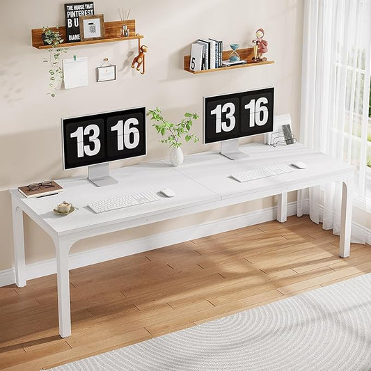 Tribesigns 2-Person Home Office Desk 78.7 Extra Long Computer Desk Double Workstation for Home Office Work Desk for Two People (White)
