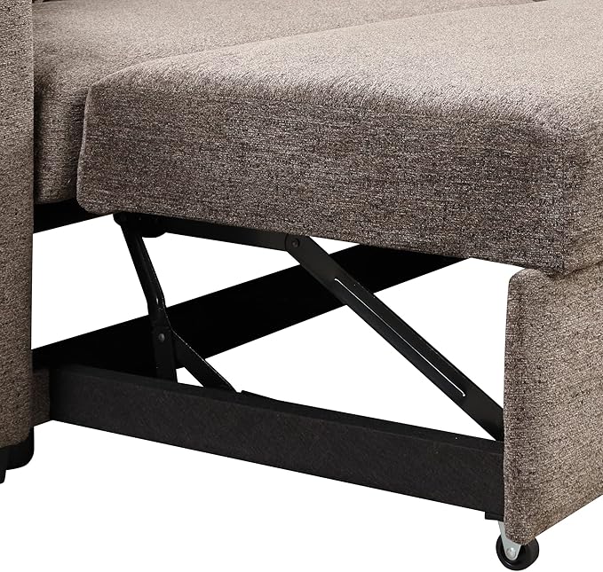 LUMISOL Reversible L-Shape Sectional Sofa with Side Shelf and 2 Stools Pull-Out Sleeper Sofa Bed with Storage Chaise Left/Right Hande for Living Room Apartment Knox Charcoal