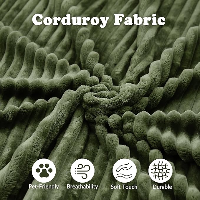 94 U-Shaped Cloud Sectional Couch Comfy Corduroy Boneless Couches with Deep Seat Fluffy Modular Sectional Sofa for Living Room No Assembly (Green 94 2S+Right Facing Chaise+2 Ottoman)