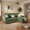 Homall 3 Seat Couch L Shape Sofa with Side Storage Pockage Sectional Couches with Reversible Ottoma Upholstered Sofa for Living Room and Small Spaces (Corduroy Green)