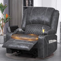 Recliner Chairs for Adults Oversize Manual Reclining Chair with 2-Tier Cushions Dutch Velvet Recliner Chair with Hidden Storage Space Living Room Recliner Chairs with Cup Holders - Grey