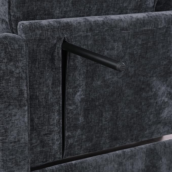 ERYE Chenille Tufted Loveseat Sofa and Ottoman Set Tufted Recliner Sleeper Chaise Lounge with Curved Storage OttomanReclining Backrest and Side Pockets 4 Pillows