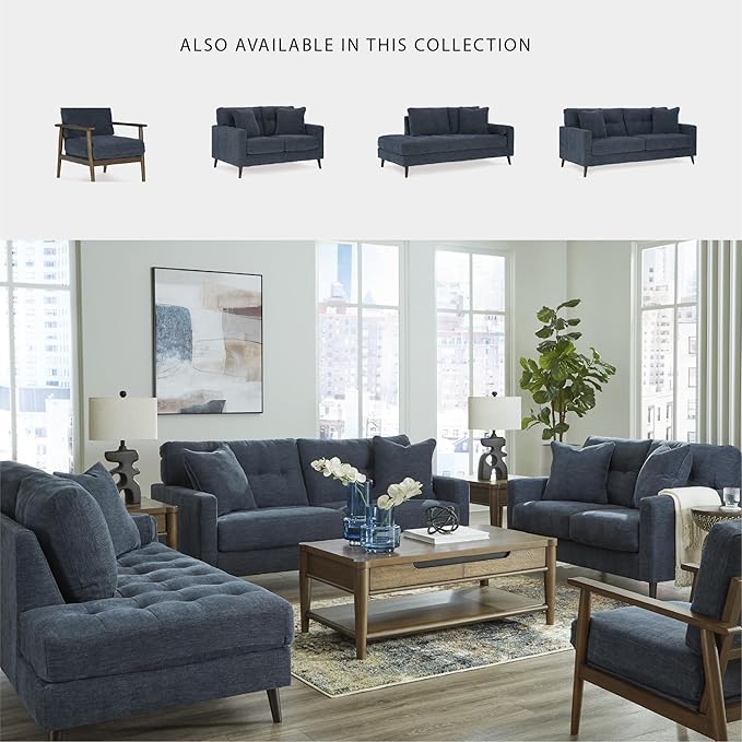 Signature Design by Ashley Bixler Classic Tufted Sofa with Removable Cushions Blue