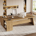 Tribesigns 78 L-Shaped Executive Desk Large Modern Office Desk with Drawers and Lateral File Cabinet Business Furniture with Storage Shelves Big Computer Table for Home Office (Brown)
