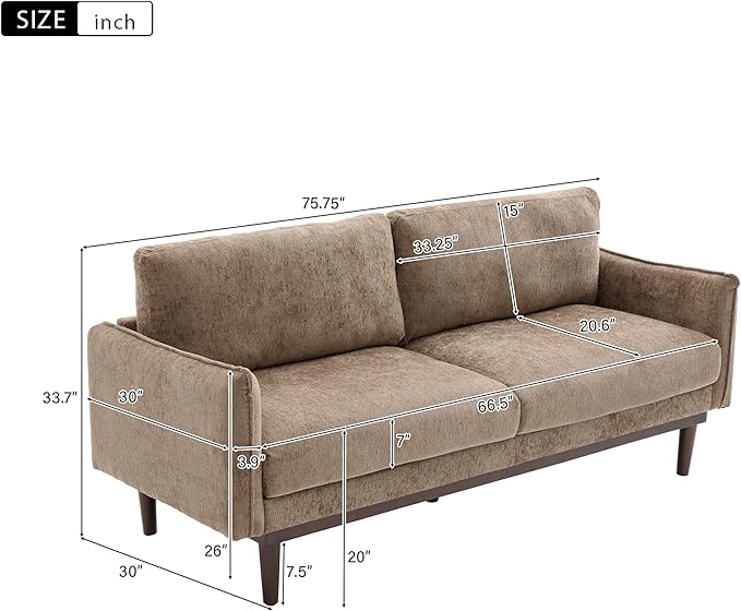 Christopher Knight Home Brena Modern Fabric Upholstered Loveseat Sofa Wooden 2 Seater Sofa Couch with Deep Seat Comfy Cloud Couch for Living Room Bedroom Home Office Brown