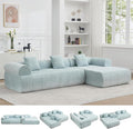 119'' Curved Boneless Sofa Couch 3 Seat Cloud L Shaped Deep Seat Couches for Living Room No Assembly Modular Sofa with Right Chaise Lounge Blue