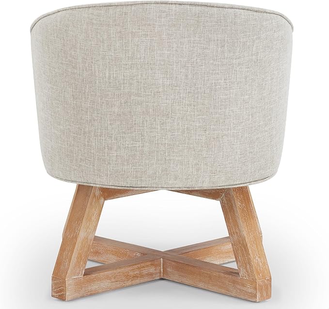 GDFStudio Swivel Barrel Chair Modern Accent Arm Chair Upholstered Linen Round Reading Armchair 360° Swivel Chair with Cross-Shaped Solid Wood Base for Bedroom Office Living Room Light Gray