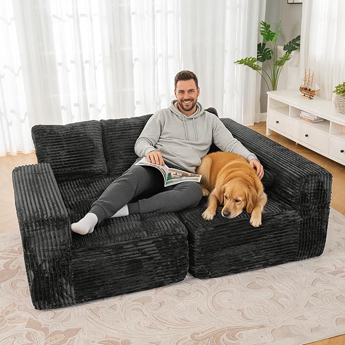 126 Modular Sleeper Couch Sectional Couches for Living Room Ergonomic Memory Foam Sleeper Sofa Oversized Loveseat Sofa Bed Bedroom Apartment Office | Ergonomic No Assembly Required