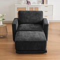 44.2 Oversized Sofa Chair with Ottoman Upholstered Accent Chair with Thick Cushions Single Sofa Lounge Chenille Comfy Reading Chair for Living Room Easy Assembly Black