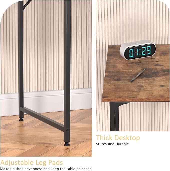 47 Inch Computer Desk with Wood Board and Metal Frame Modern Simple Style Work Desk with Adjustable Feet Study Gaming Desk Table for Home Office Bedroom Small Spaces