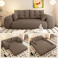 78.7 Convertible Sofa Bed 3-in-1 Folding Floor Couch with 4 Pillows Sleeper Sofa for Living Room and Guest Bed No Assembly Required (Brown Teddy Fabric)