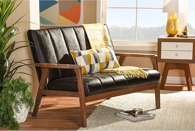Baxton Studio Nikko 2-Seater Sofa 29.45LX44.66WX31.59H Dark Brown