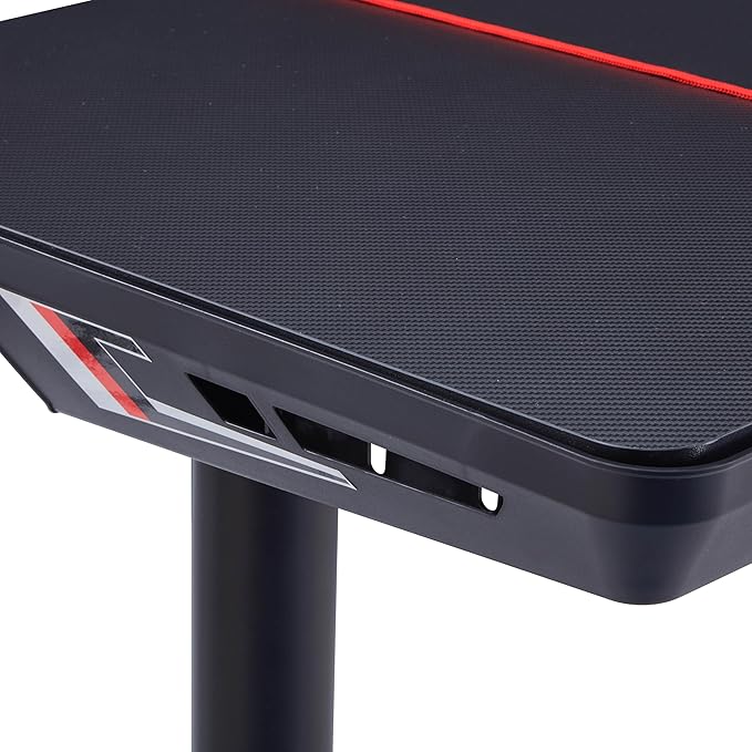 Homes: Inside + Out Kindira Modern Steel Gaming Desk with USB Ports PC Mouse Pad and Rotatable Cup-Holder for Home Office Classroom Study Room Black L-Shape