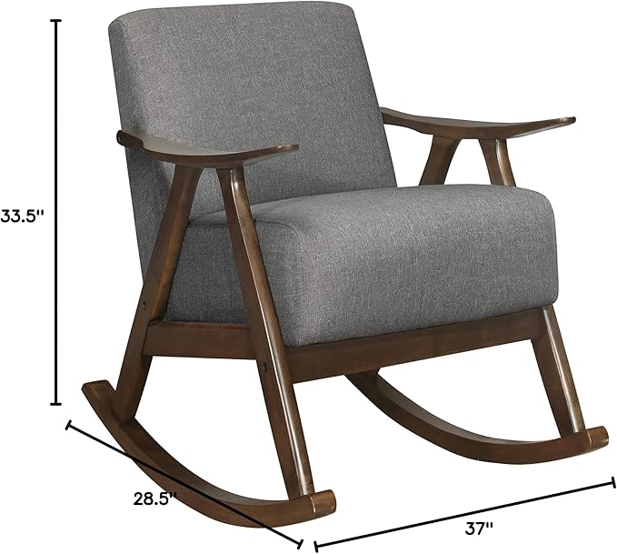 Lexicon Helena 28.5 W Fabric Wood Arm Rocking Chair Gray