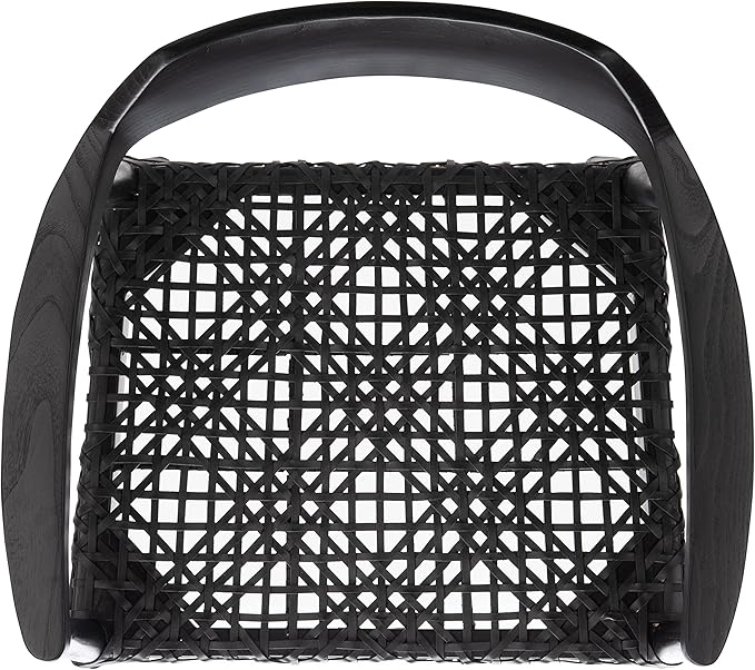 SAFAVIEH Home Collection Munro Black Sungkai Wood/Black Leather Woven Accent Chair (Fully Assembled)