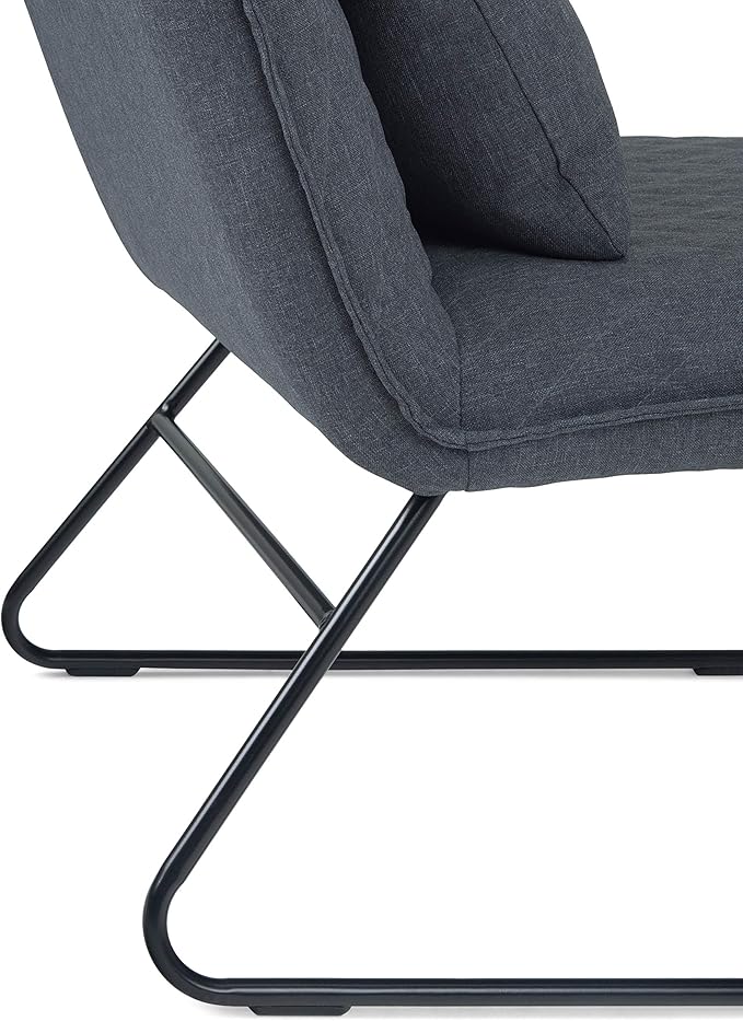 SIMPLIHOME Burke 25 inch Wide Modern Accent chair with Lumbar Pillow in Grey Linen Look Fabric for the living and family room