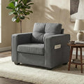 TYBOATLE Oversized Accent Chair w/Side Pockets Modern Tufted Upholstered Living Room Chair Comfy Arm Chair Linen Fabric Reading Waiting Room Chairs for Bedroom Apartment Office