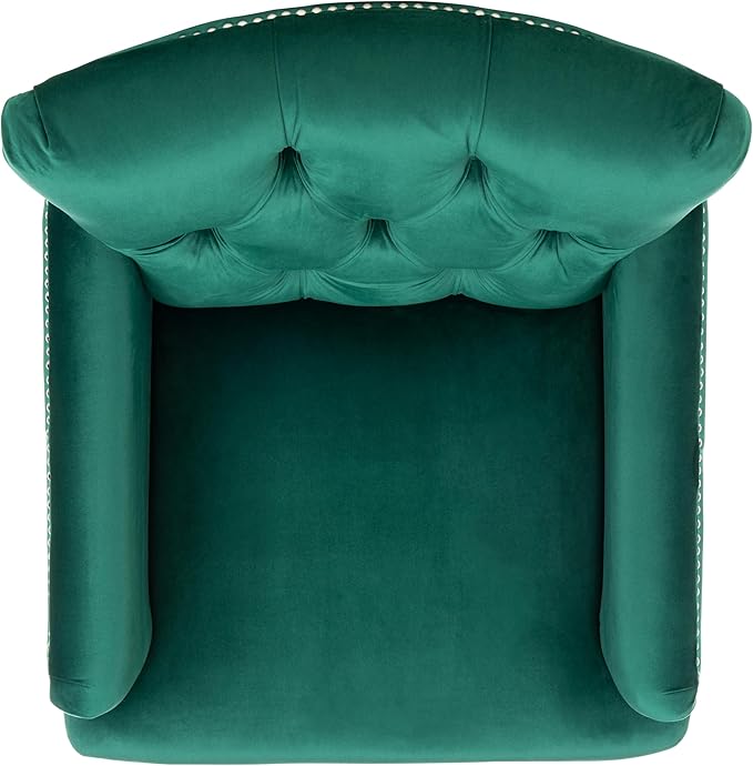 Safavieh Home Colin Emerald Green Velvet and Espresso Tufted Club Chair