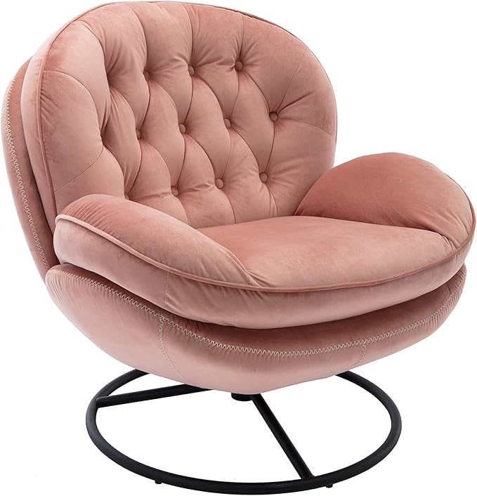 Accent Chair TV Chair Living Room Chair Pink Sofa with Ottoman