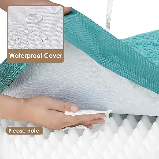 EHEYCIGA Orthopedic Medium Dog Beds for Small Dogs with Removable Washable Cover for Crate Turquoise Blue 30x20