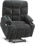 MCombo Oversized Power Lift Recliner Chair with Extended Footrest Extra Wide for Big and Tall Elderly People Fabric R7289 (Dark Gray Medium-Oversize)