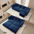 Oversized Sleeper Sofa Couch 89 Convertible Sleeper Sofa Bed for Living Room Bedroom Classic 3-in-1 Pullout Couch Bed with Movable Ottoman (Blue with Ottoman)