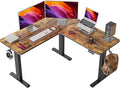FEZIBO L Shaped Standing Desk Electric Stand up Height Adjustable Home Office Table Sit Stand Desk Light Rustic Brown Top