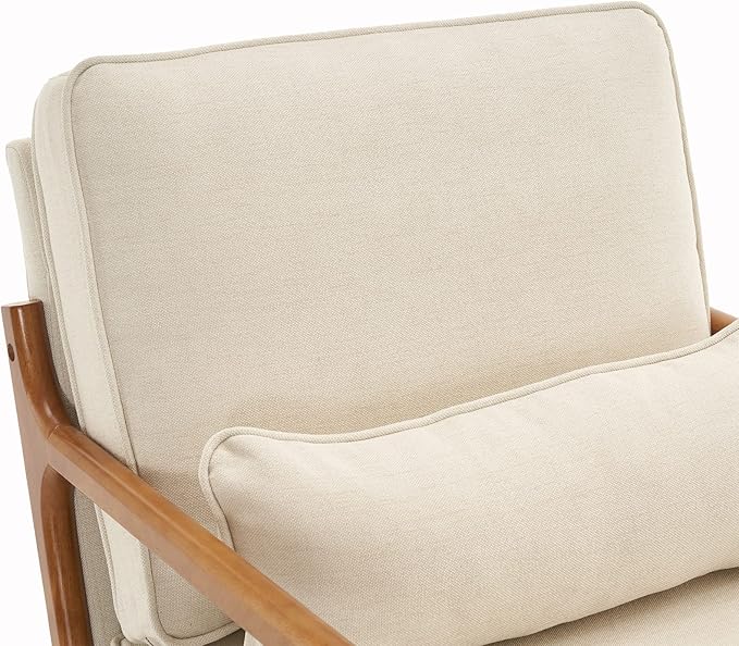 Living Room Chairs Living Room Furniture Leisure Chair Armrest Oak Upholstered Single Modern Accent Sofa Off-White Comfy Chair for Living Room Bedroom Studio Restaurants Cafes etc