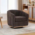 32.28 Modern Swivel Barrel Chair Chenille Upholstered 360° Rotating Accent Chair with Metal Base - Tufted Pumpkin-Shaped Armchair for Living Room Bedroom Office 300 lb Capacity (Charcoal)