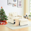 3 in 1 convertible Sleeper Sofa bed chair Modern Pull Out Couch Bed single recliner with adjustable back  Velvet Futon Folding Sofa Bed Chair for Living Room Bedroom small Spaces (Creamy White)