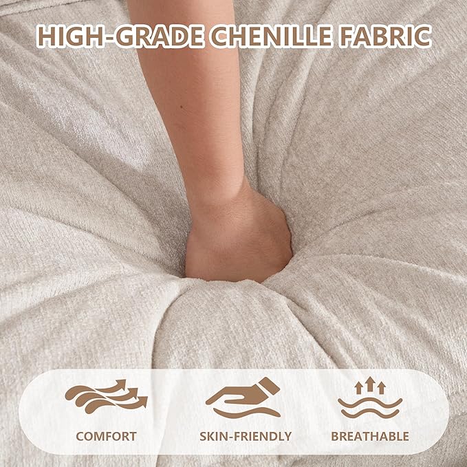 Cloud Modular Sectional Sofa U-Shaped Deep Seat Oversized Couch for Large Living Room Pet-Friendly Chenille Fabric Sofa Set with Ottoman for Family Movie Nights
