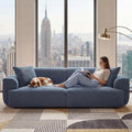 Modern 91'' Wide Cloud Couch Sofa Love Seat Couches W/Solid Frame Friendly Couch W/Boucle Couch Cozy Fabric with 2 Pillow &amp Rectangular Arm for Apartment Blue